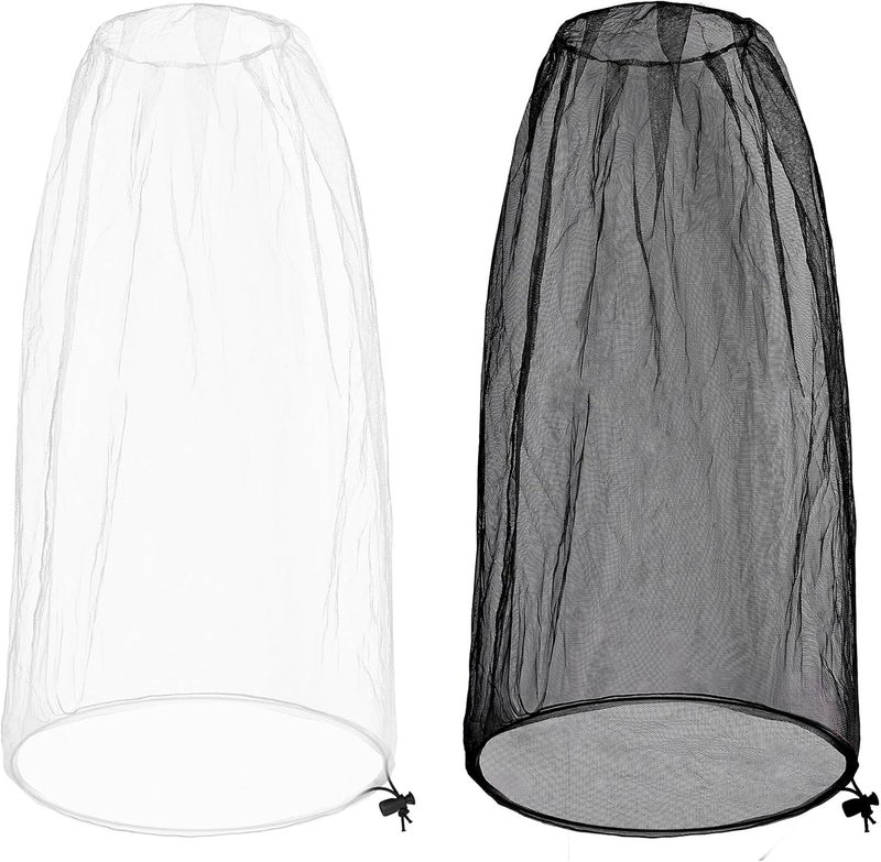 JayruiMice 2 Pack Ultra Large Mosquito Net 42x25 Inches Mosquito Head Net Oversized Insect Netting Bug Fits Most Hats for Gardening Hiking Fishing Traveling(White+Black) - Image 1